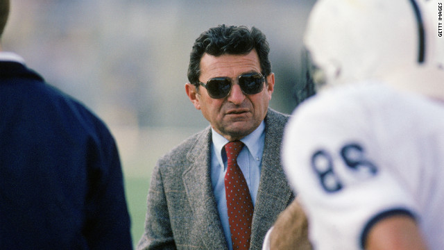 Former Penn State football coach Joe Paterno died on January 22. He was 85. The legendary coach, seen here in 1988, was fired in November 2011 during his 46th season at the helm of the Nittany Lions program.
