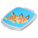 Cute Facetious Cartoon Bobcat Compact Mirror