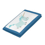 Cute Blue Cartoon Unicorn Wallet
