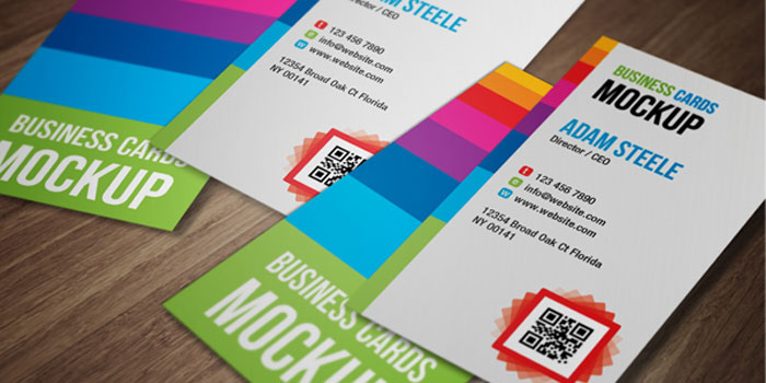 Vertical Business Cards PSD Mockup