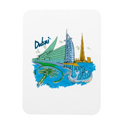 dubai city graphic travel design.png rectangular photo magnet