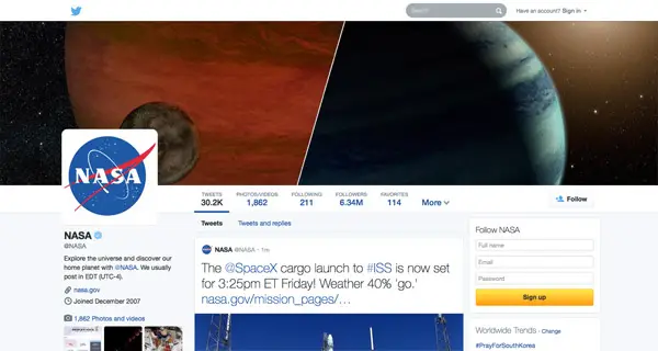 @NASA new Twitter profile