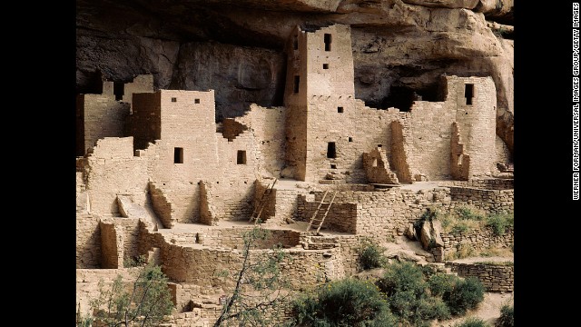 Ancient Puebloans, also called the Anasazi, made a life in the brutal climate located in what is now Mesa Verde National Park in Colorado. Part of the Cliff Palace at Mesa Verde shows dwellings and kivas (partially or wholly underground chambers).