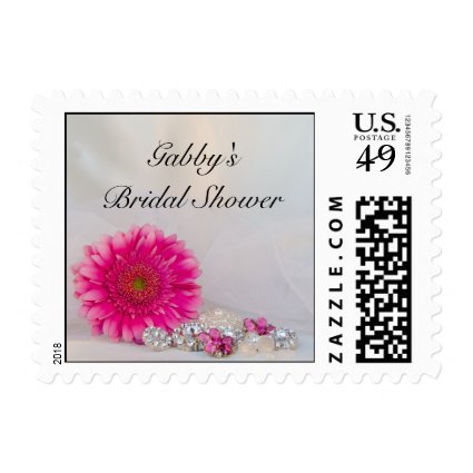 Pink Daisy and Buttons Bridal Shower Postage Stamp