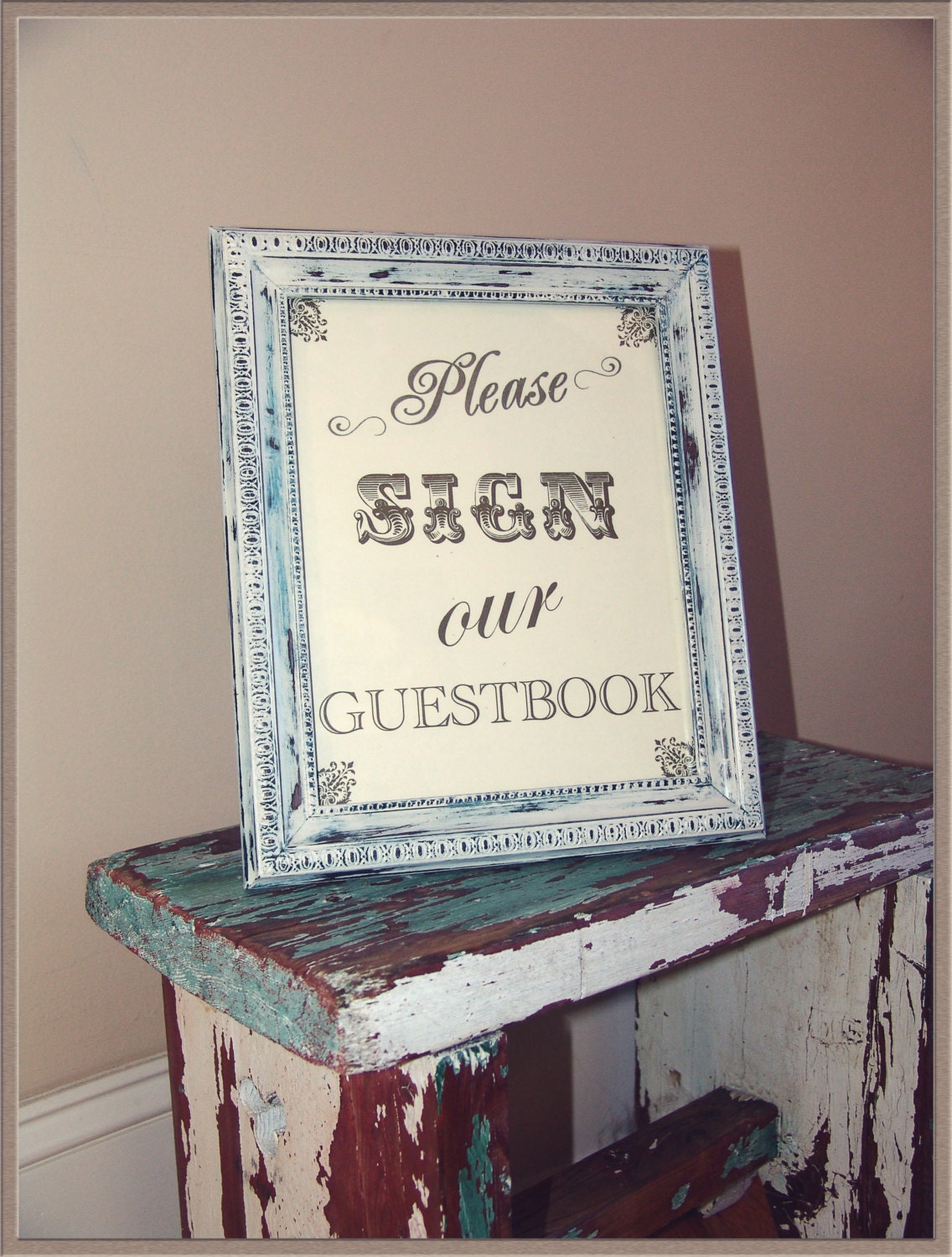 Please Sign Our Guestbook Sign,distressed frame,framed wedding sign,rustic wedding,wedding guestbook,wedding ceremony,wedding reception