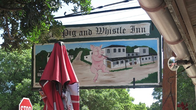 Built in 1832, the Pig and Whistle is the focal point of the town's history and also a two-star motel. 