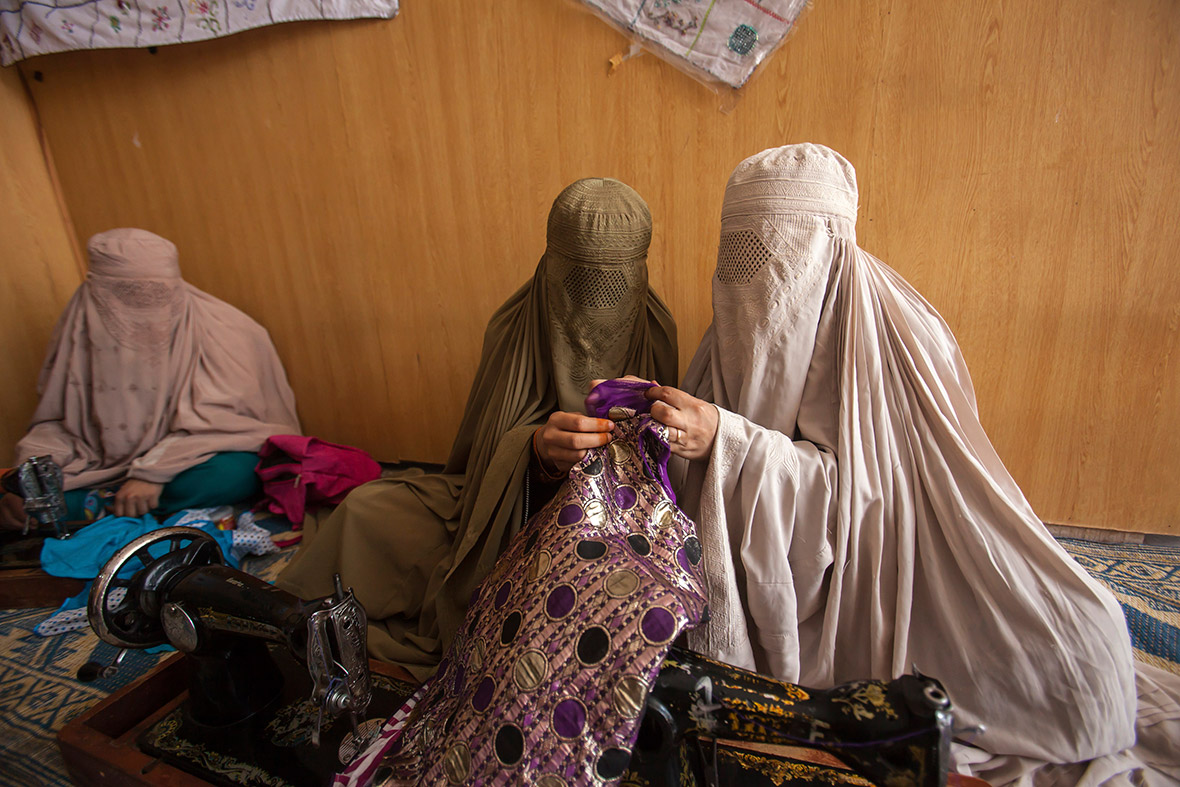 Pashtun women attend a sewing class at Danyal Vocational Centre in Peshawar, Pakistan