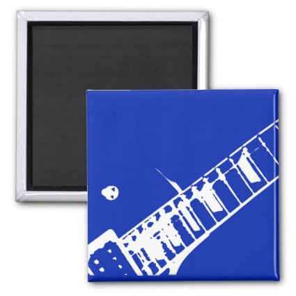 guitar neck stamp blue and white magnet