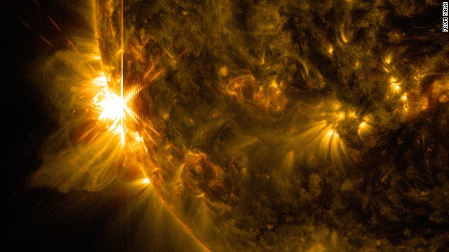 NASA's Solar Dynamics Observatory (SDO), which observes the sun 24 hours a day, captured this image of a solar flare on June 10. 
