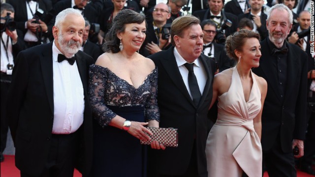 From left, "Mr. Turner" director Mike Leigh, actress Marion Bailey, actor Timothy Spall, actress Dorothy Atkinson and director of photography Dick Pope on May 15