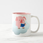 Cute Cartoon Pig Reader on Cloud Mug