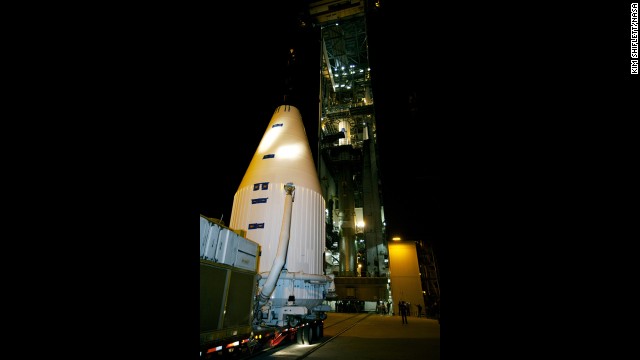 MAVEN is lifted on top of a rocket for launch. Three other active spacecrafts currently orbit Mars: Mars Odyssey (launched in 2001), Mars Express (launched by the European Space Agency in 2003), and the Mars Reconnaissance Orbiter (launched in 2005).