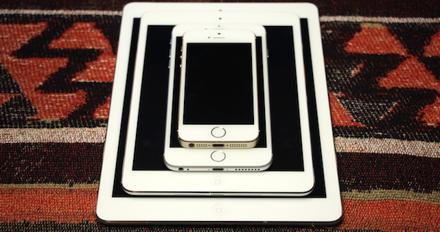Top to bottom: iPhone 5s, iPhone 6 Plus, iPad mini, iPad Air