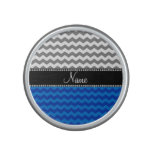 Personalized name blue grey white chevrons speaker