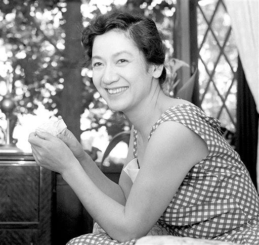 In this photo taken in 1960, Japanese actress Setsuko Hara poses in Tokyo. In a last act precisely in keeping with her zeal for privacy, actress Hara, star of director Yasujiro Ozu's 