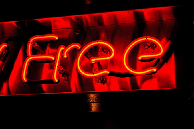 Red neon sign, part of a duty free sign.
