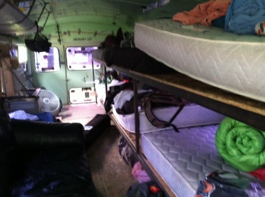 The inside of Team Nederlandse Mafia's bus.