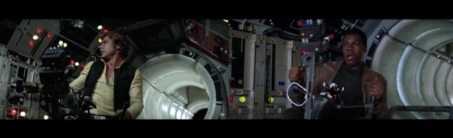 Harrison Ford y John Boyega en dos escenas de Star Wars