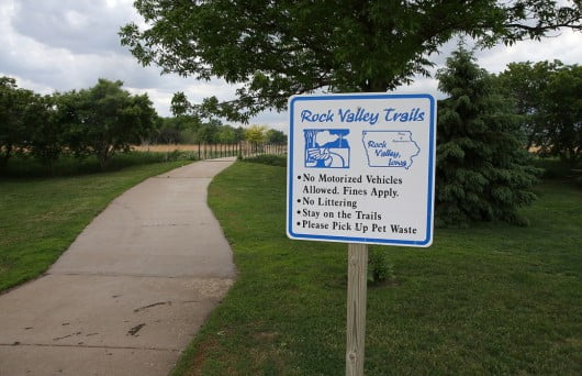 A bike trail runs from the Rock Valley High School to an area which will be used to host campers during the 2014 RAGBRAI in late July. (Bryon Houlgrave/The Des Moines Register)
