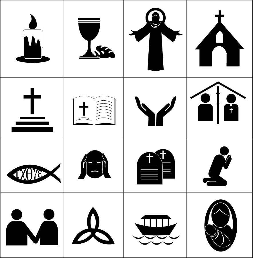 素材 キリスト教 祈りのシルエット アイコン Black Christian Faith Icons イラスト素材