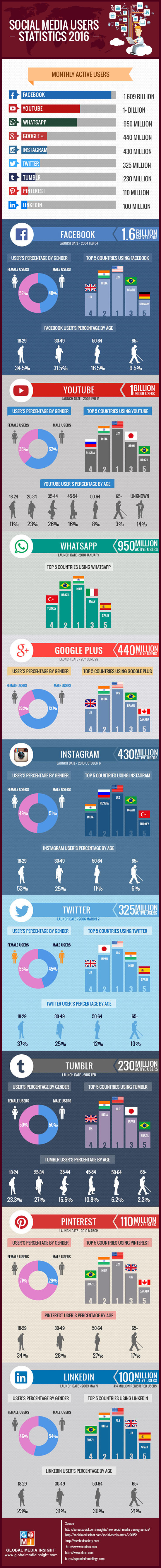 Social Media Users Infographics 2016