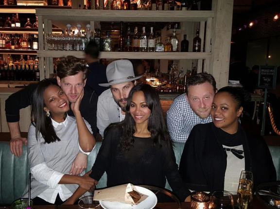 Actress Zoe Saldana shares photo of herself with her sisters and their husband..looks like they have a type