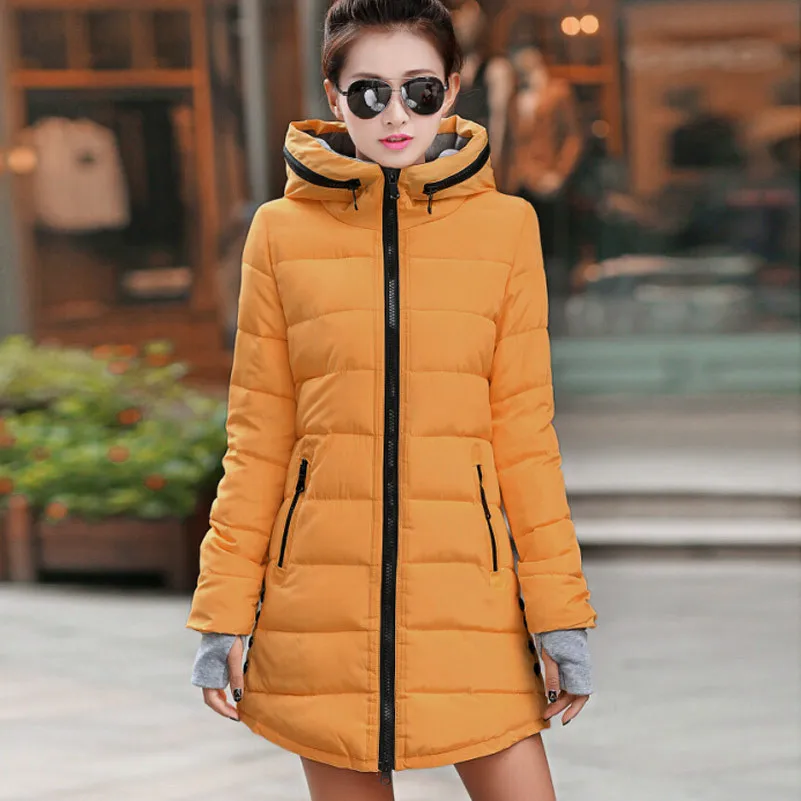 Warm Winter Jackets Women Fashion Down Cotton Parkas Casual Hooded Long ...
