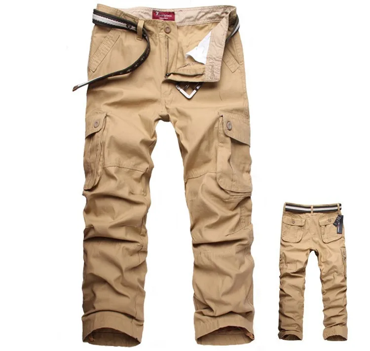 Men Cargo Pants Military Army Pant 100% Cotton Khaki/Green/Brown/Black ...