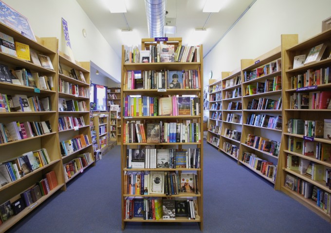 Bookshelves in bookstore