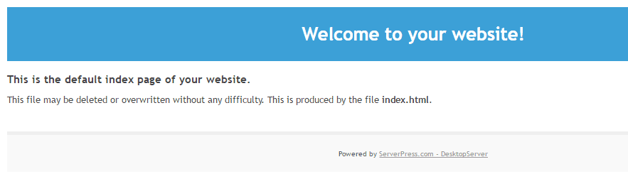 An example of a placeholder for a server where WordPress hasn't been set up.