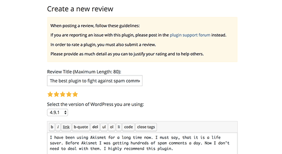 Leaving a review