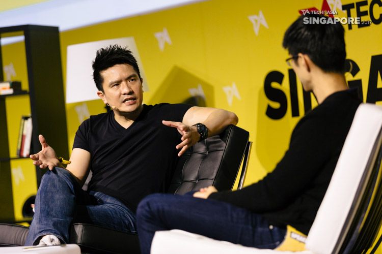 Razer CEO Min-Liang Tan on stage at Tech in Asia Singapore 2017