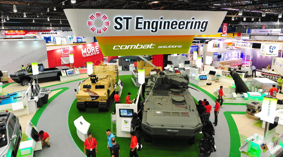 ST Engineering exhibition booth, defense industry