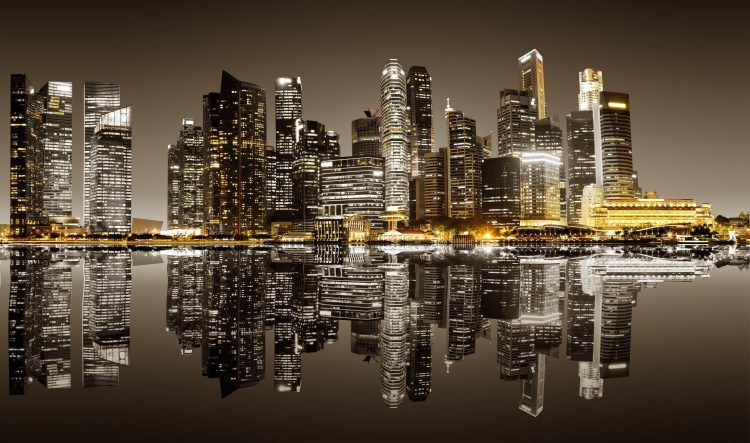 Singapore skyline by night