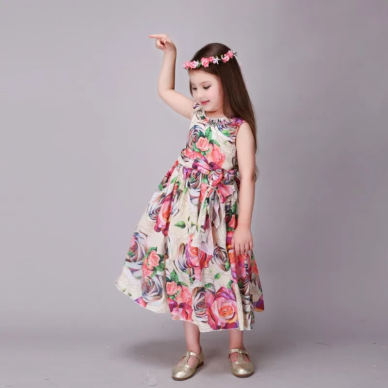 Brand Childrens Wear Girl Dress Teenage Kids Summer Cool Floral Dresses ...