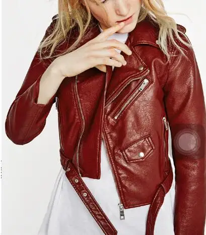 VogaIn NEW Spring 2016 Brand Women Burgundy Redwine Short Faux Leather ...