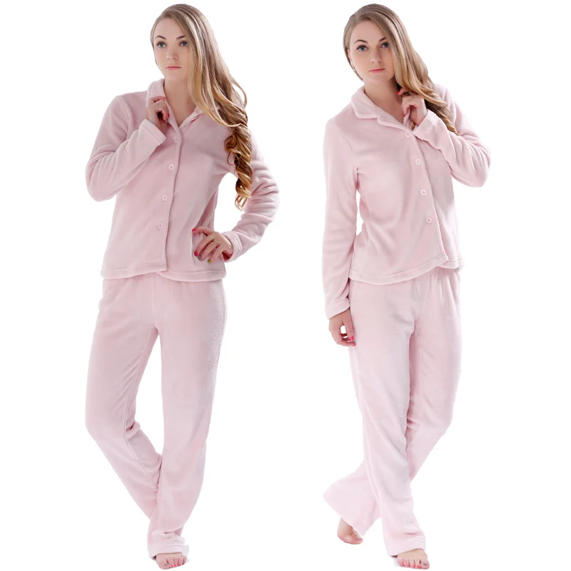 Autumn Winter Warm Pyjamas Women Sleepwear Female Fleece Pajamas Sets ...